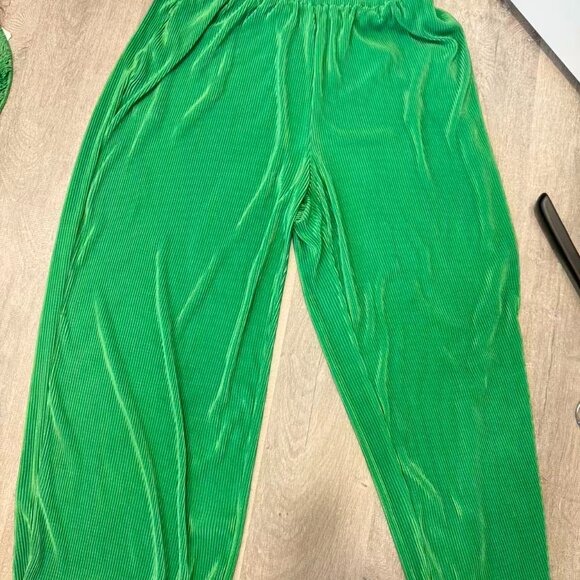 DKNY Green Pleated Relaxed Pants - Picture 2 of 5